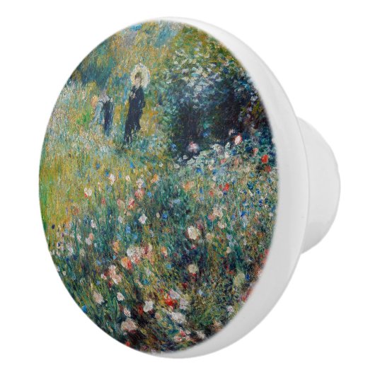 Renoir - Vrouw met een Parasol in een Tuin Keramische Knop (Rechts)