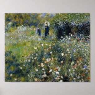 Renoir Woman met Parasol in de tuin Poster