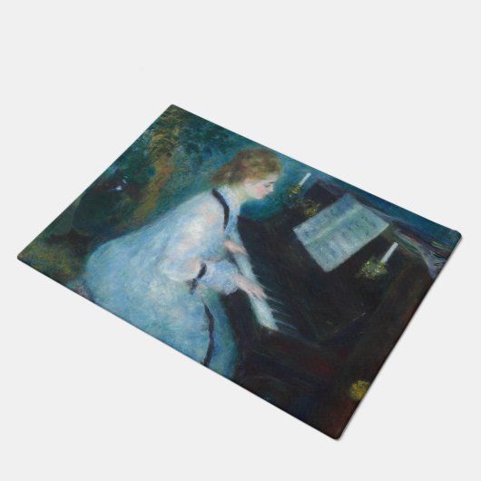 Renoir Woman Piano Music Musician Deurmat (Schuin)