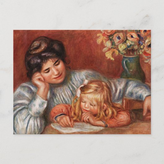 Renoir - Writing Lesson, famous painting Briefkaart (Voorkant)