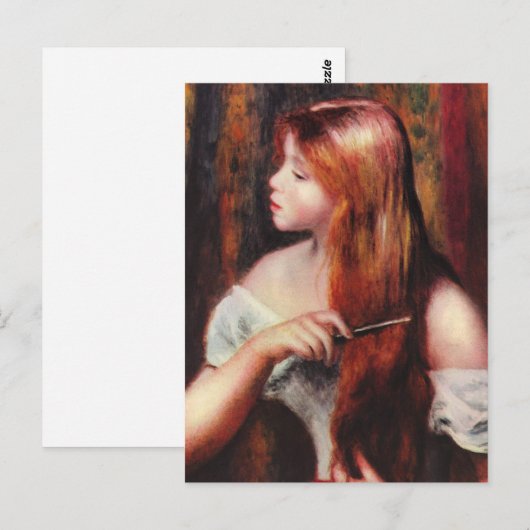 Renoir Young Girl die haar haar Briefkaart bedekt (Voorkant / Achterkant)