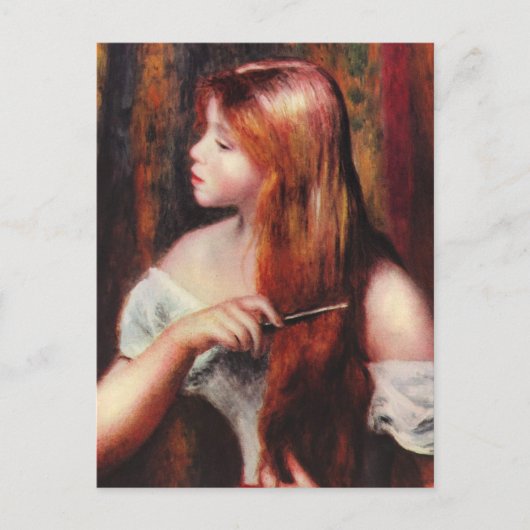 Renoir Young Girl die haar haar Briefkaart bedekt (Voorkant)