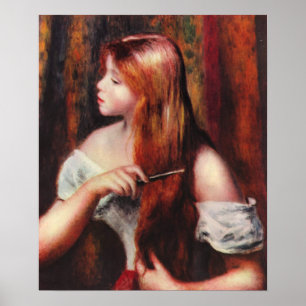 Renoir Young Girl die haar haar Poster bedekt