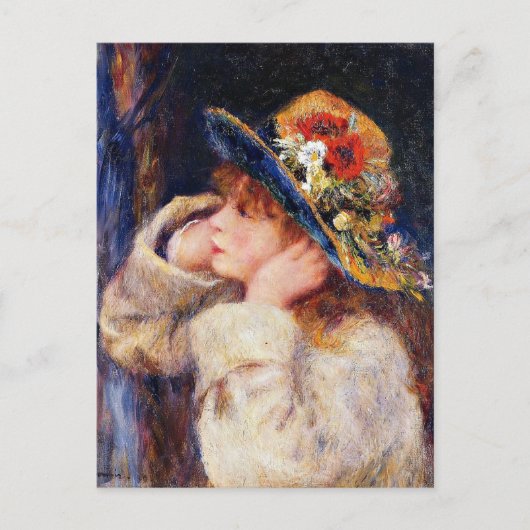 Renoir - Young Girl in a Pet Briefkaart (Voorkant)