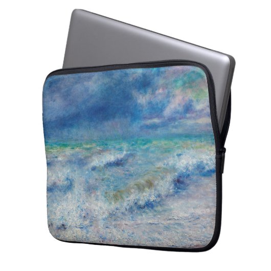 Renoir Zeegezicht. Blauw nautisch impressionisme / Laptop Sleeve (Voorkant Links)