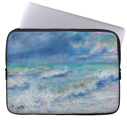 Renoir Zeegezicht. Blauw nautisch impressionisme / Laptop Sleeve (Voorkant)
