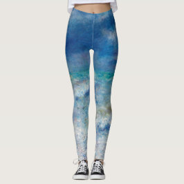 Renoir Zeegezicht. Blauw nautisch impressionisme Z Leggings
