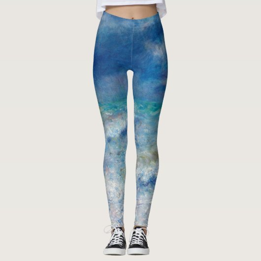 Renoir Zeegezicht. Blauw nautisch impressionisme Z Leggings (Voorkant)