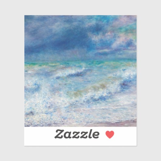 Renoir Zeegezicht. Blauw nautisch zee impressionis Sticker (Vel)