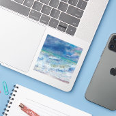 Renoir Zeegezicht. Blauw nautisch zee impressionis Sticker (Laptop met iPhone)