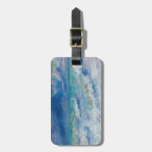 Renoir Zeegezicht. Blauwe nautische golven impress Bagagelabel (Voorkant verticaal)