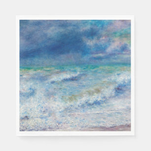 Renoir Zeegezicht. Blauwe nautische golven impress Servet