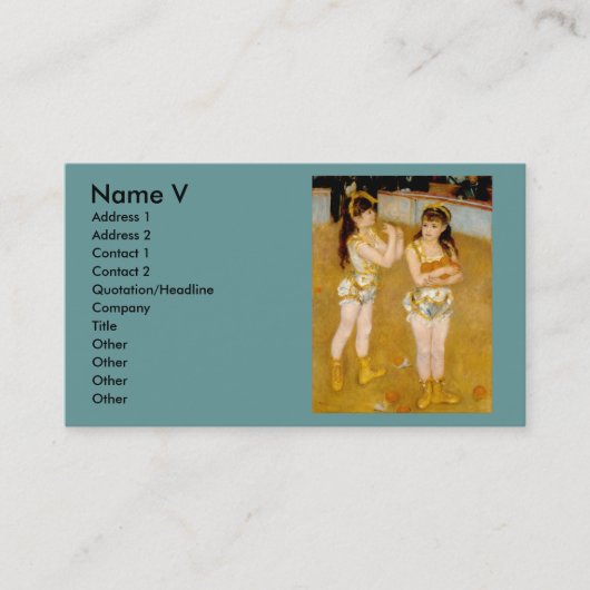 Renoir's Acrobat bij Cirque Fernando (1879) Visitekaartje (Voorkant)