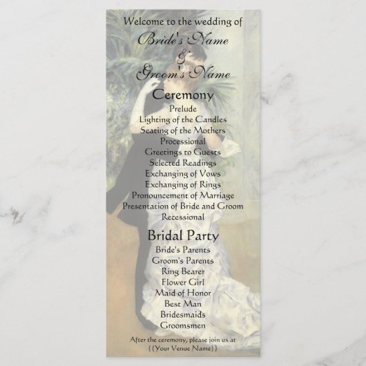 Renoir's City Dance Wedding Programme Programmakaart (Voorkant)