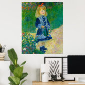 Renoir's kleine meisje in Blauw met watering can Poster (Thuiskantoor)