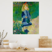 Renoir's kleine meisje in Blauw met watering can Poster (Keuken)