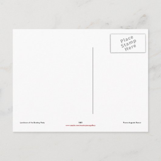 Renoir's Luncheon of the Boating Party (1881) Uitnodiging Briefkaart (Achterkant)