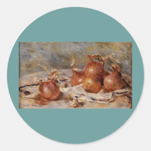 Renoir's stille leven met uien (1881) ronde sticker