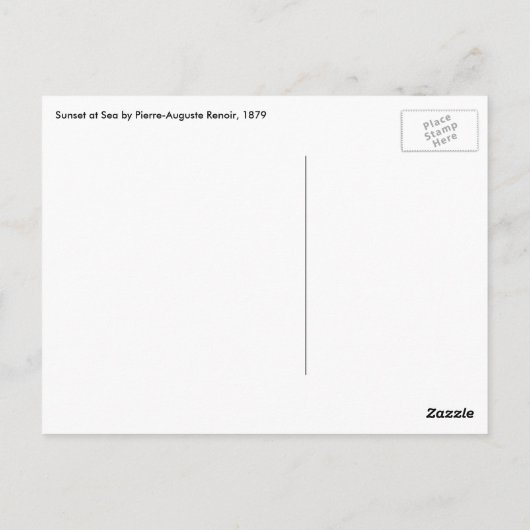 Renoir's Sunset in Zee Briefkaart (Achterkant)