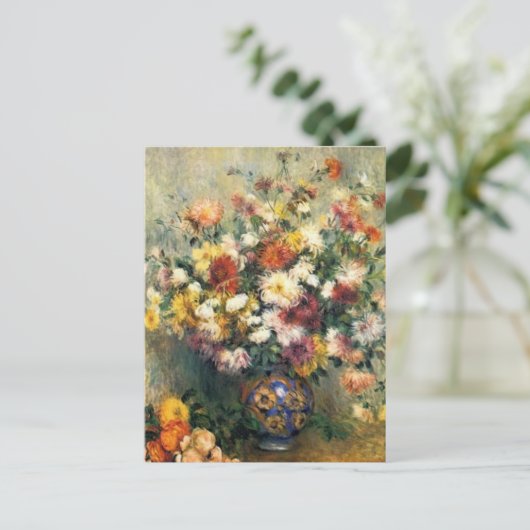 Renoir's Vase van Chrysanthema Briefkaart (Staand voorkant)