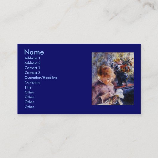 Renoir's Young Woman Sewing Visitekaartje (Voorkant)