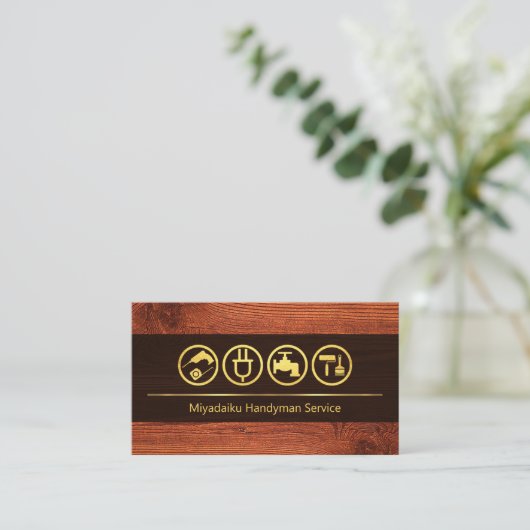 Renovatie van houten goudlijnen visitekaartje (Staand voorkant)