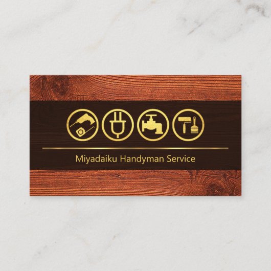 Renovatie van houten goudlijnen visitekaartje (Voorkant)