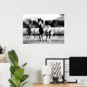 Renpaard Poster Print - B&W Paard Posters (Thuiskantoor)