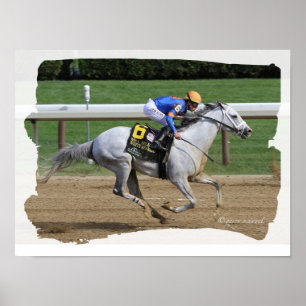 Renpaard - White Abarrio en jockey Irad Ortiz, Poster