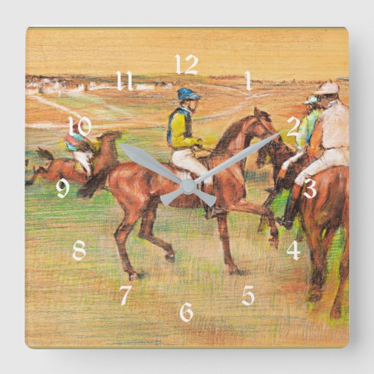 Renpaarden, beroemd schilderij van Edgar Degas Vierkante Klok (Voorkant)