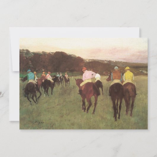 Renpaarden bij Longchamp door Edgar Degas Kaart (Voorkant)