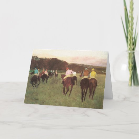 Renpaarden bij Longchamp van Edgar Degas Kaart (Voorkant)