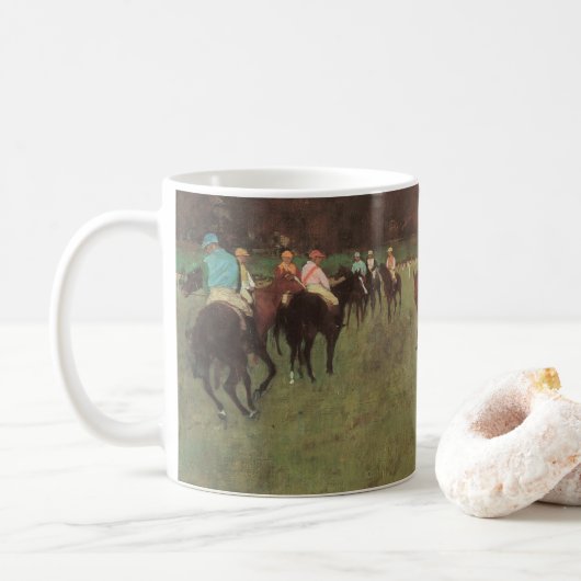 Renpaarden bij Longchamp van Edgar Degas Koffiemok (Met donut)