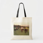 Renpaarden bij Longchamp van Edgar Degas Tote Bag (Voorkant)