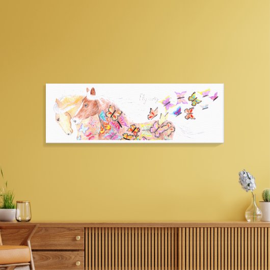 renpaarden en vlinders canvas afdruk (Insitu (Woonkamer))