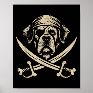 rente Saint Bernard Crossbones Hondenliefhebber Poster