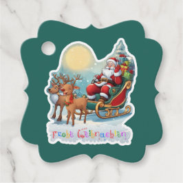 Rentierschlitten mit Rudi -  Bedankjes Labels