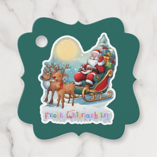 Rentierschlitten mit Rudi -  Bedankjes Labels (Voorkant)