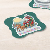 Rentierschlitten mit Rudi -  Kartonnen Onderzetters (Gekanteld)