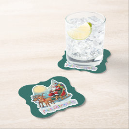 Rentierschlitten mit Rudi -  Kartonnen Onderzetters