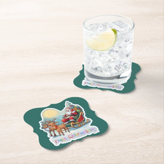 Rentierschlitten mit Rudi -  Kartonnen Onderzetters (Insitu)