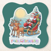 Rentierschlitten mit Rudi -  Kartonnen Onderzetters (Voorkant)