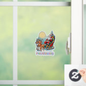 Rentierschlitten mit Rudi -  Raamsticker (Huis)