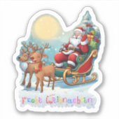 Rentierschlitten mit Rudi -  Sticker (Voorkant)