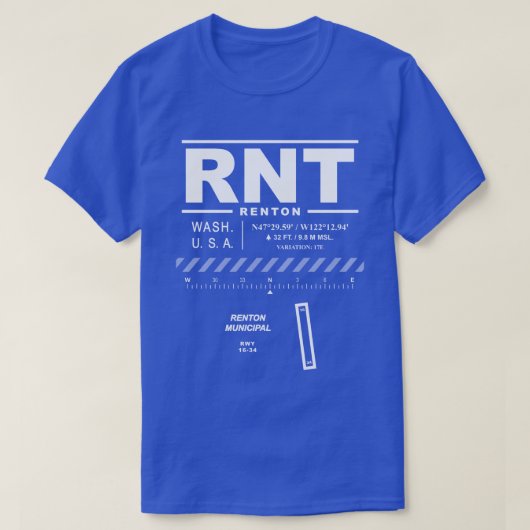 Renton Municipal Airport (RNT) T-shirt (Design voorkant)