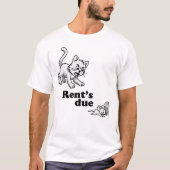 Rent's Due Funny Cat T-Shirt – Cartoon Landlord Ch (Voorkant)