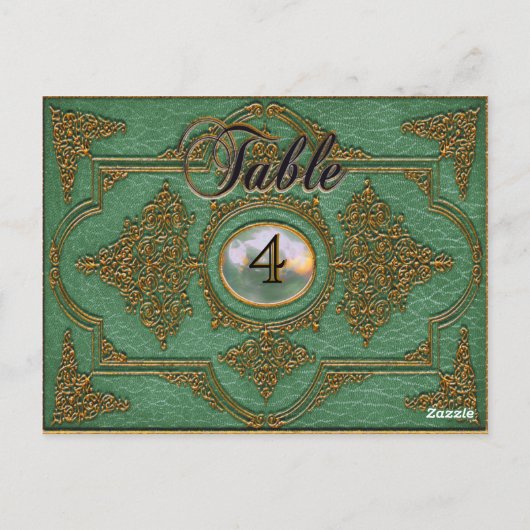 Renvoisié Sage Victoriaans Tafelnummer Kaart (Achterkant)