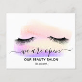 Reopenend schoonheidssalon licht wit zweeft pastel flyer (Voorkant)
