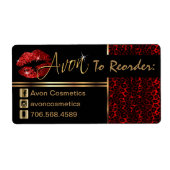 Reorder - Avon - Leopard en Rode Glitter Lips Etiket (Voorkant)
