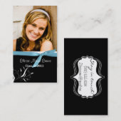 Rep-kaart voor zwart-wit Afstuderen met blauw lint Contactkaartje (Voorkant / Achterkant)